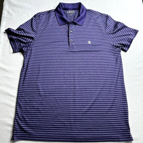 IZOD Golf Polo Mens Large Striped Lightweight - Picture 1 of 13